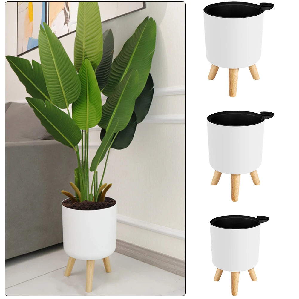 Pot rond à pied en bois