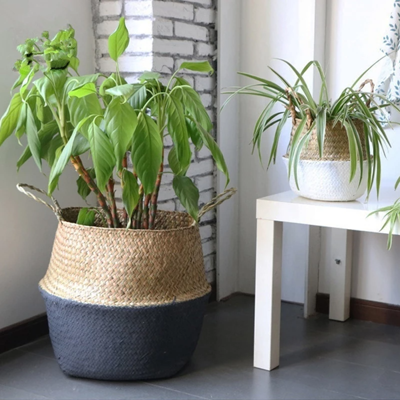 Cache pot en osier bicolore