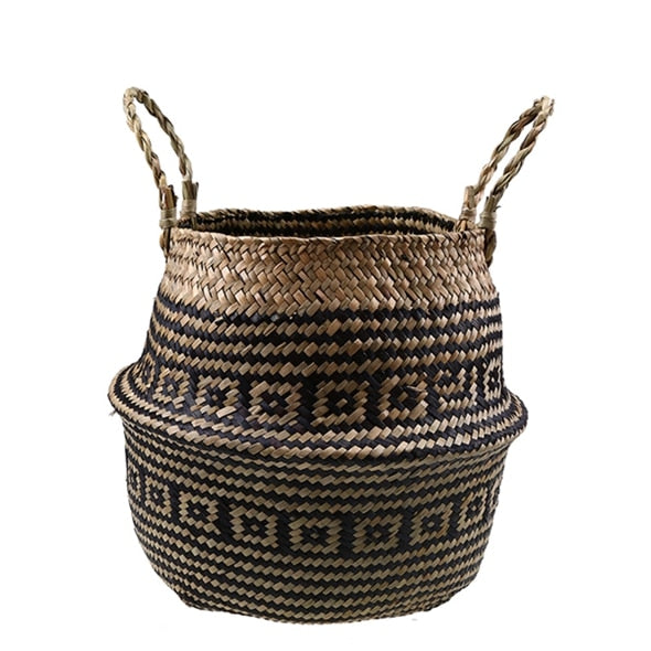 Cache pot en osier à motifs