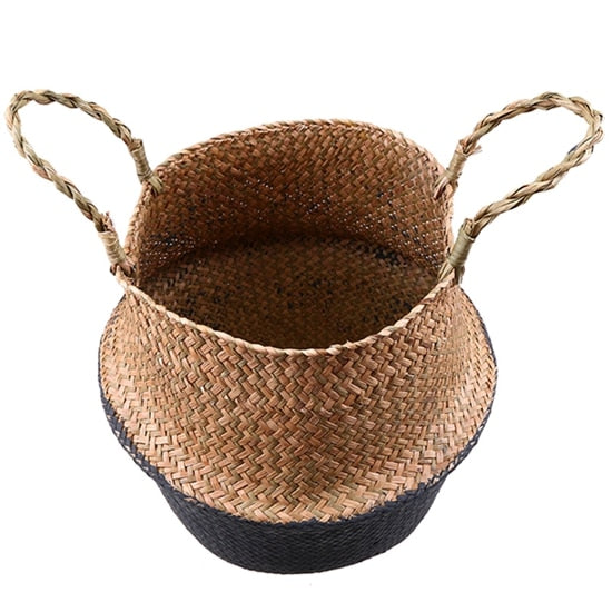Cache pot en osier bicolore