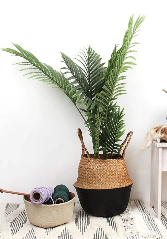 Cache pot en osier bicolore