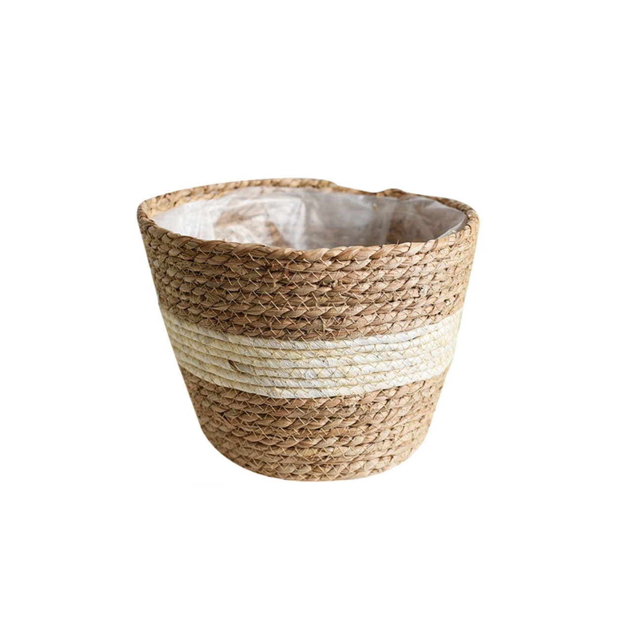 Cache pot en osier bicolore blanc